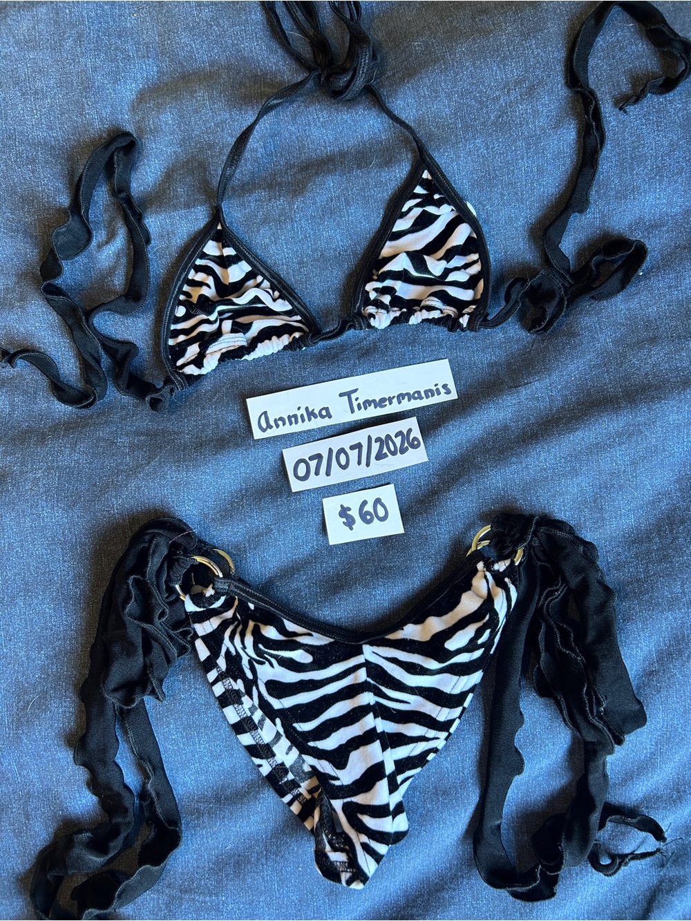 Black & White Zebra Print String Bikini